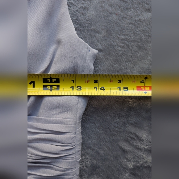 Azazie Dusty Blue Bridesmaid Dress Size A0 A-Line Pleated Chiffon Formal Gown - Picture 12 of 13